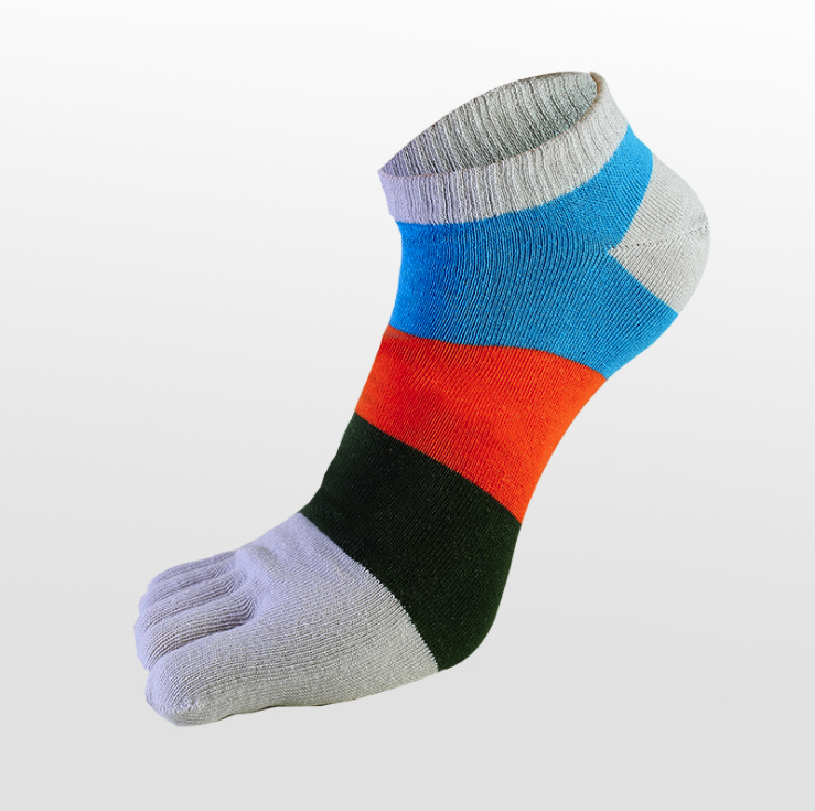 Prstové ponožky Stripe Five Finger Athletic Cotton Man Running 5 Toe Socks Men